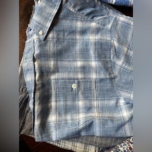 WEATHERPROOF VINTAGE Men Plaid Blue Gray Performance Button Short Sleeve Shirt M